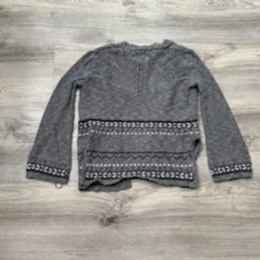 Justice Girls Gray Knit Cardigan‎ Sweater Fair Isle Pockets Size 6